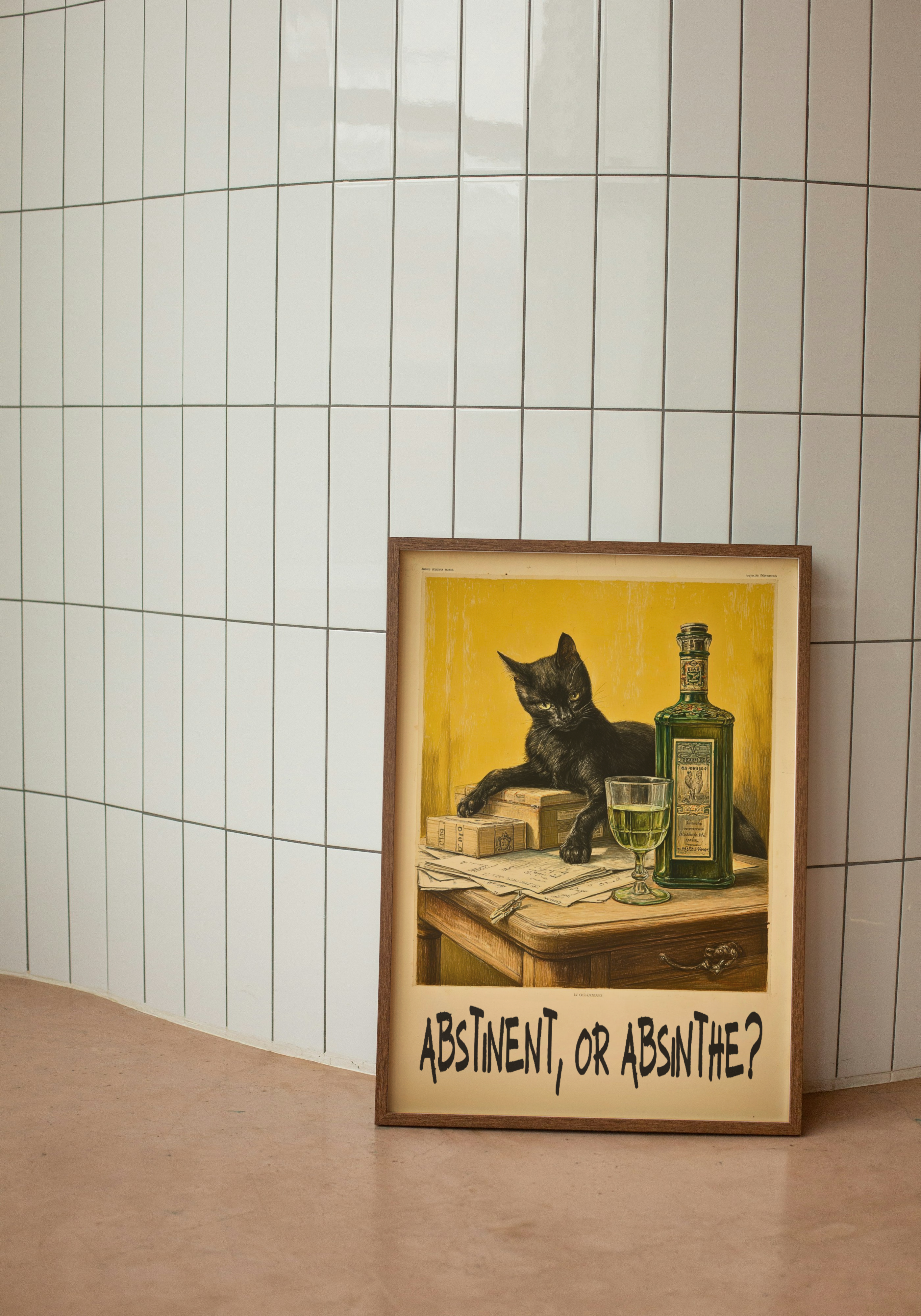 Absinthe Cat – Retro Vintage Bar Print