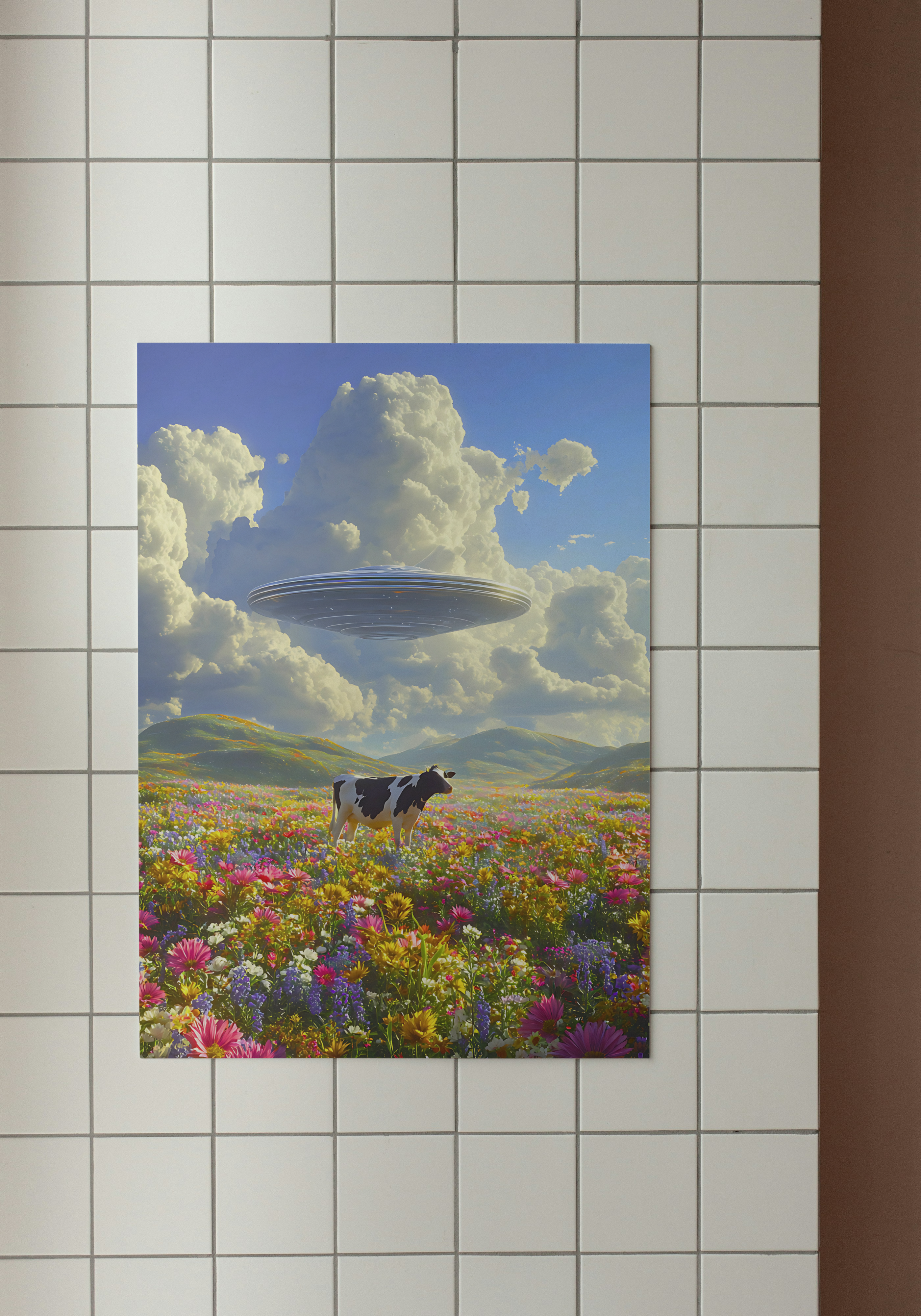 Cow Abduction – Pastoral UFO Pop Art Poster