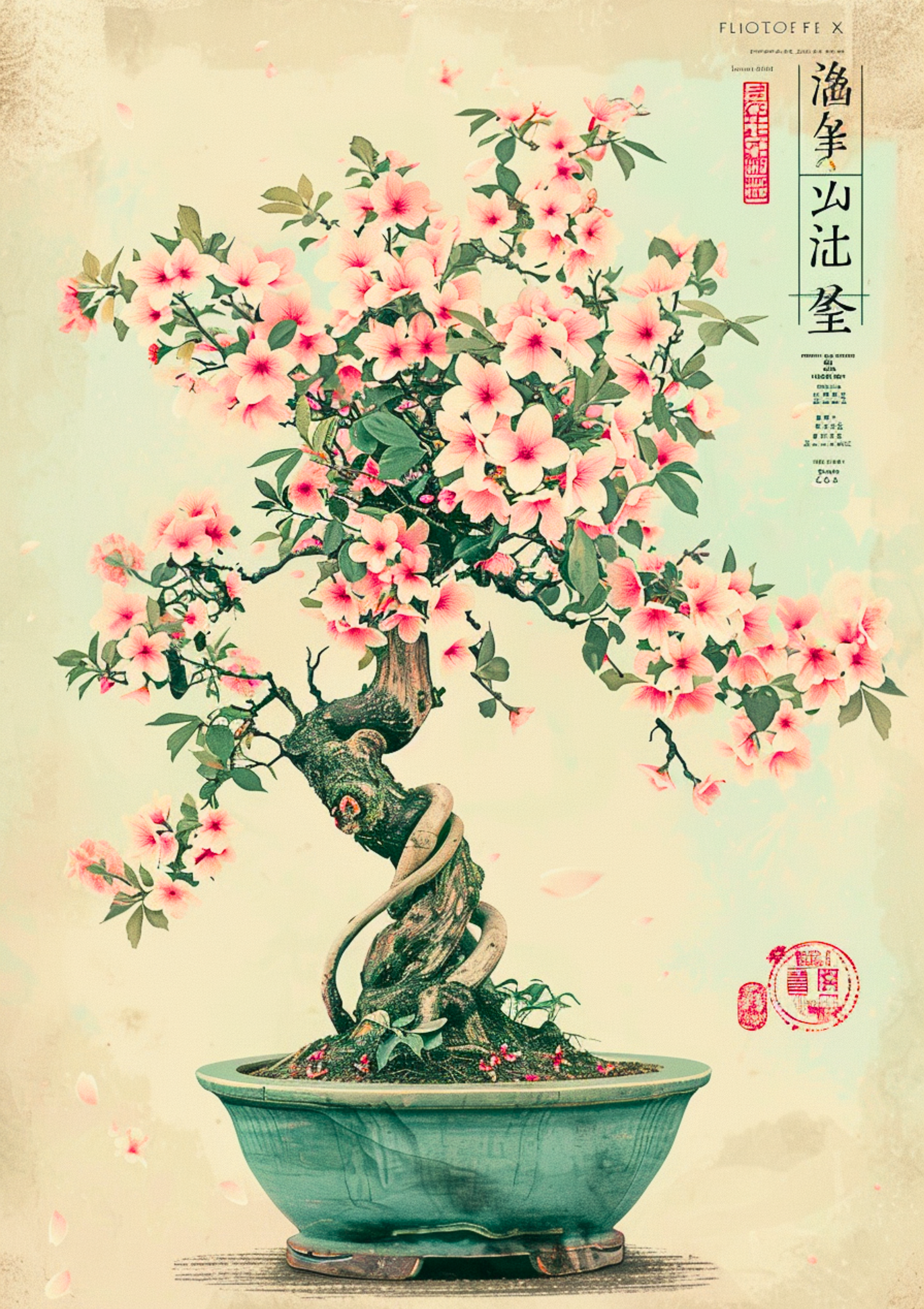 Cherry Blossom Bonsai – Japanese Retro Print