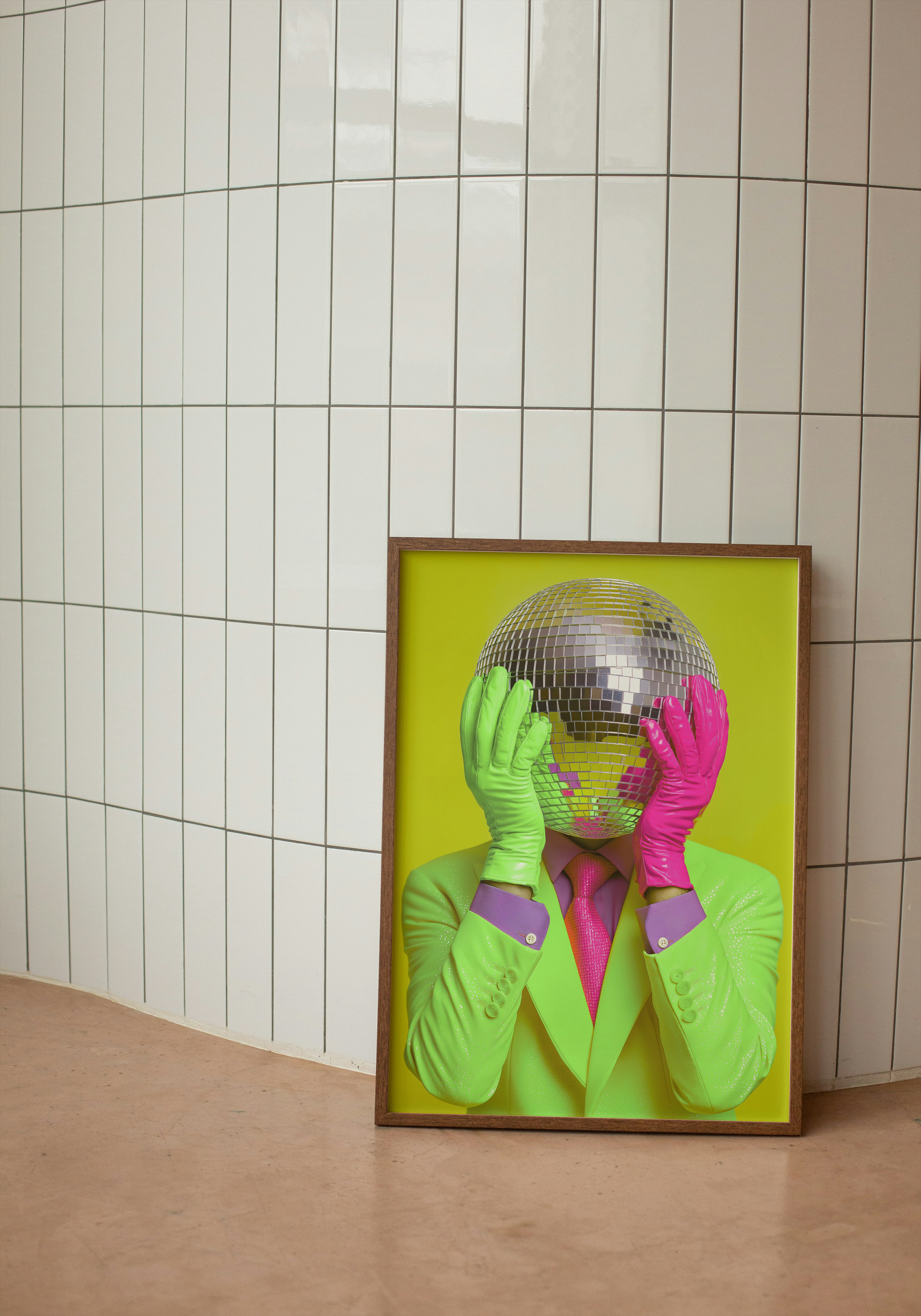 Disco Ball Man – Neon Pop Art Print