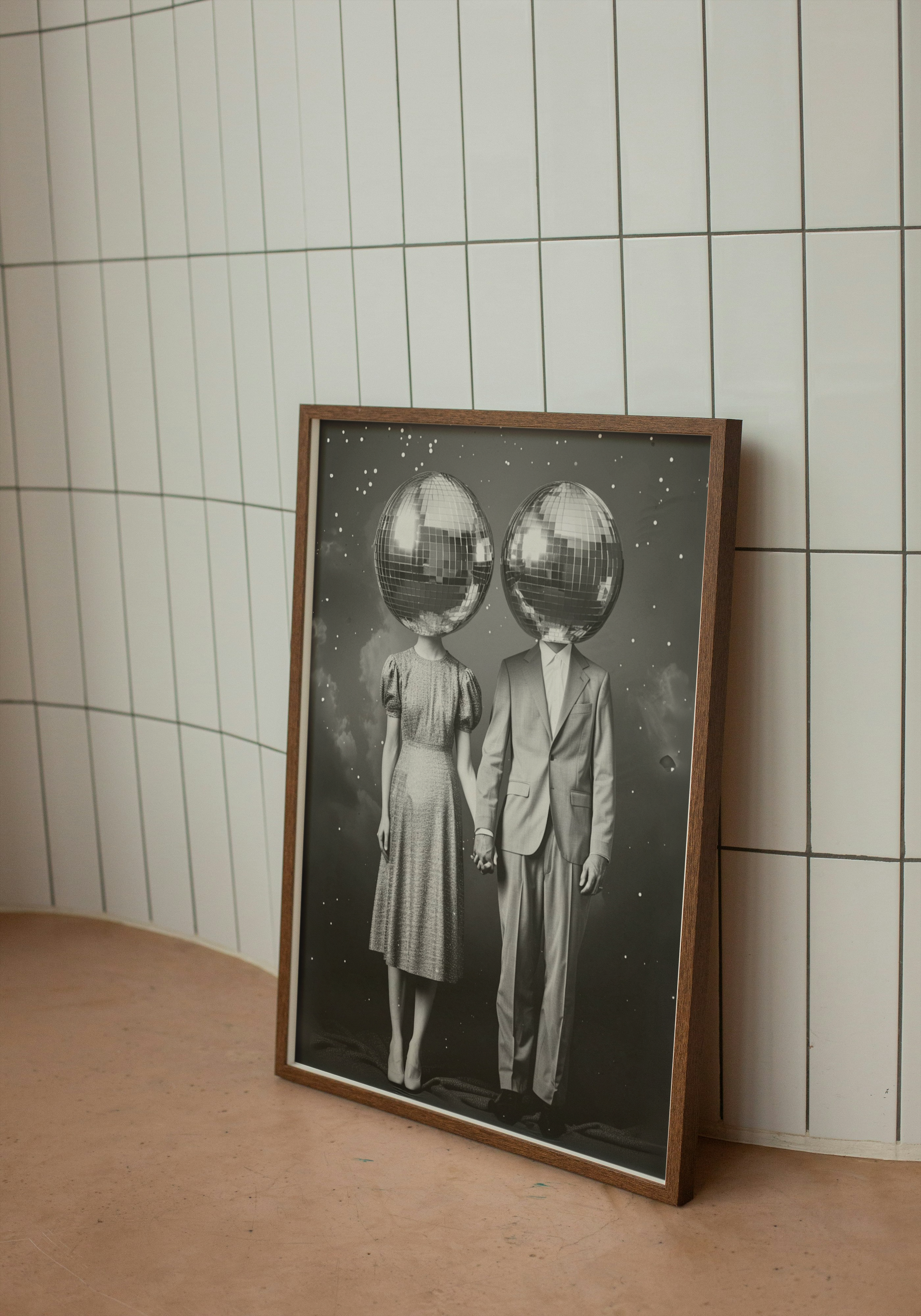 Disco Couple – Surreal Black & White Pop Art Poster