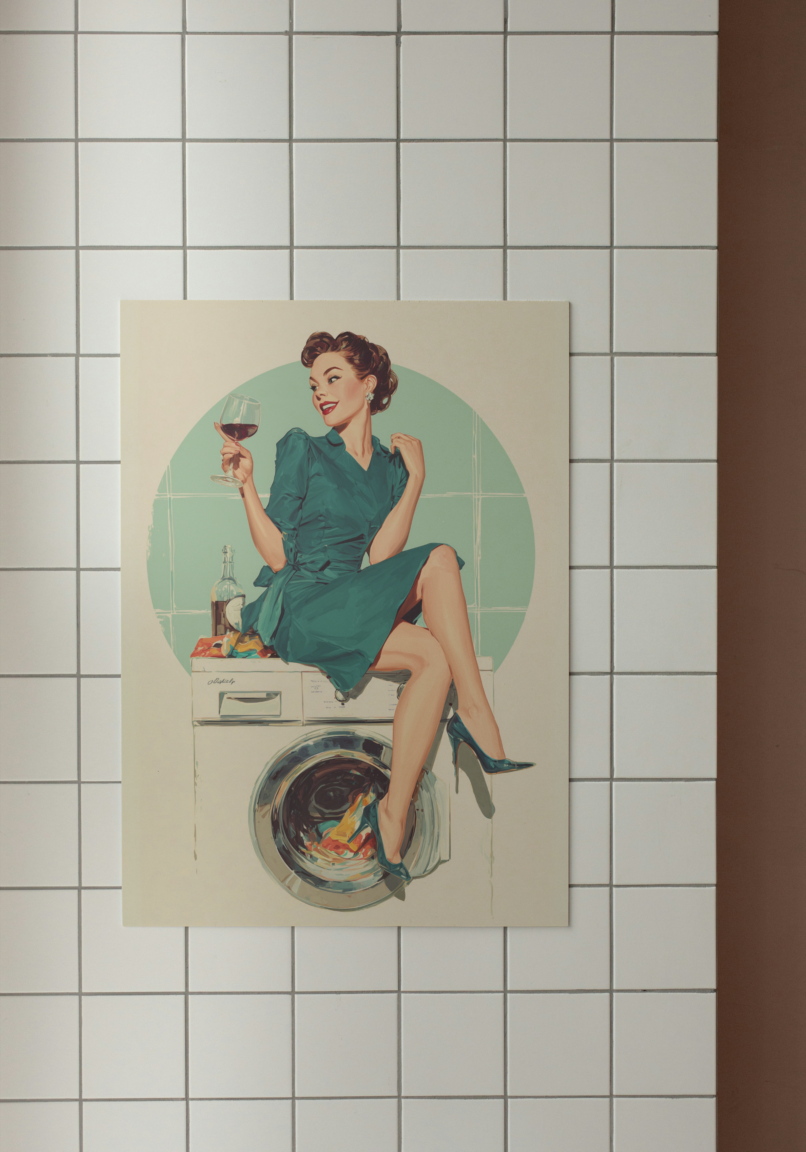 Laundry & Wine - Retro Pin-up Print