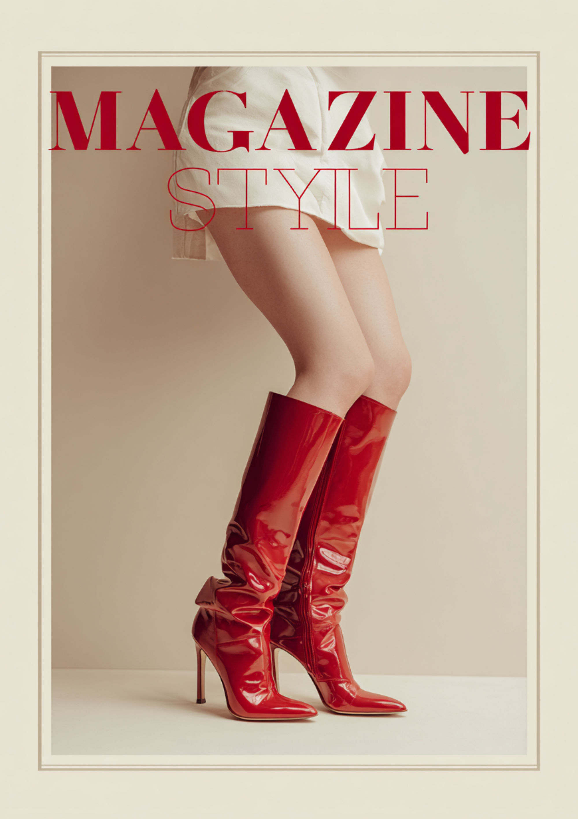 Retro fashion poster with red boots and “Magazine Style” headline