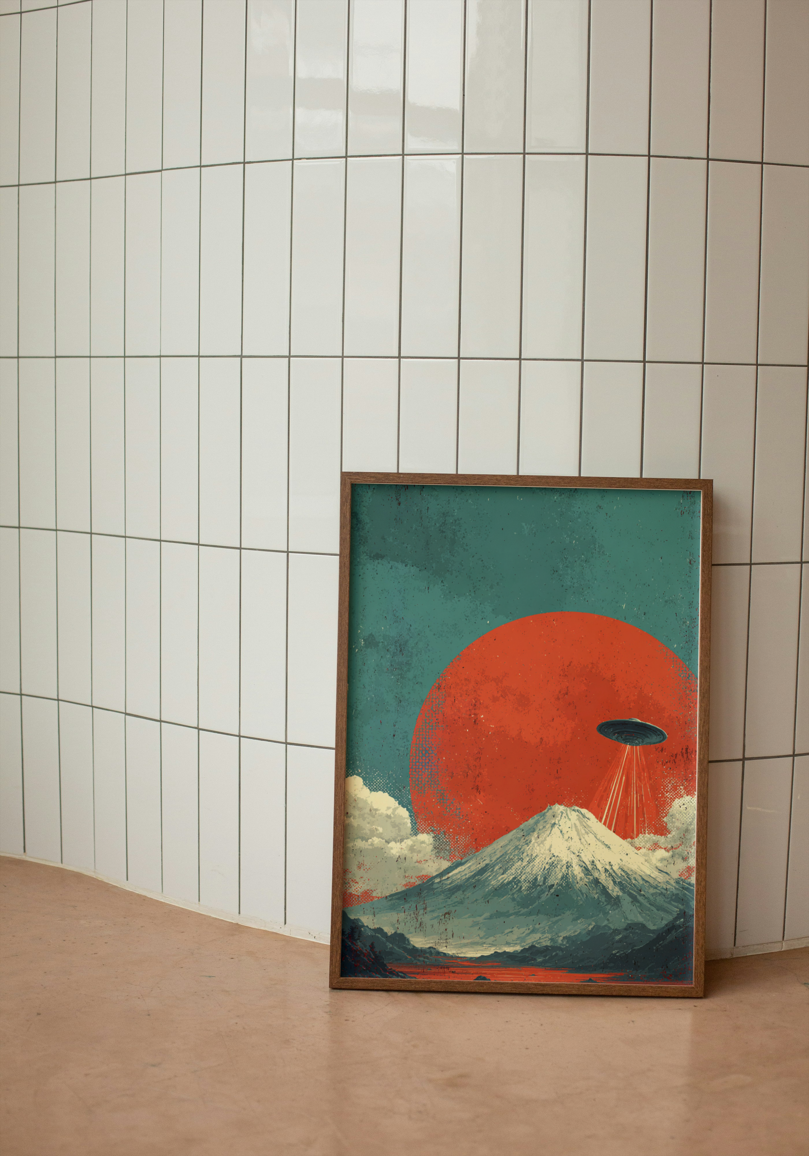 UFO Over Fuji – Retro Sci-Fi Print