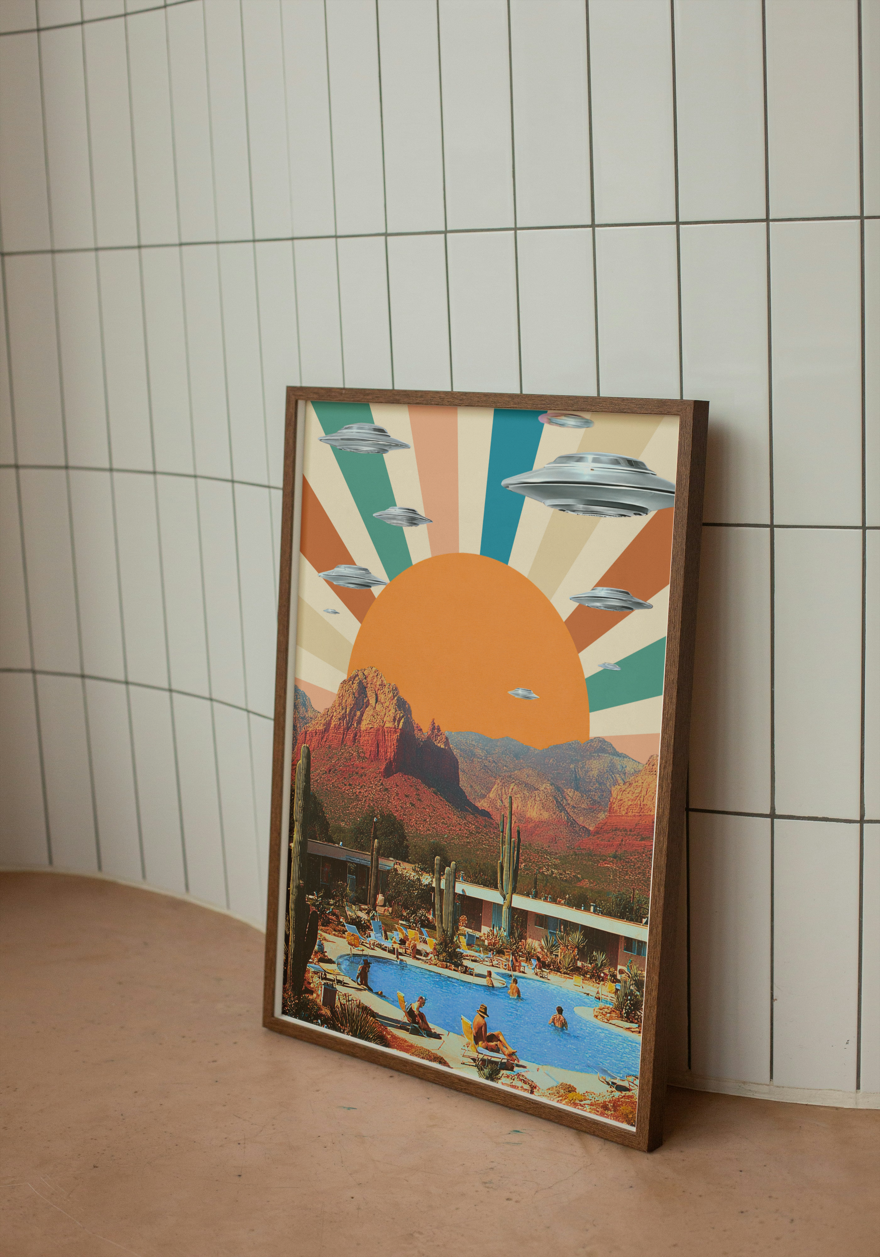 UFO Over Sedona – Retro Desert Surrealist Poster